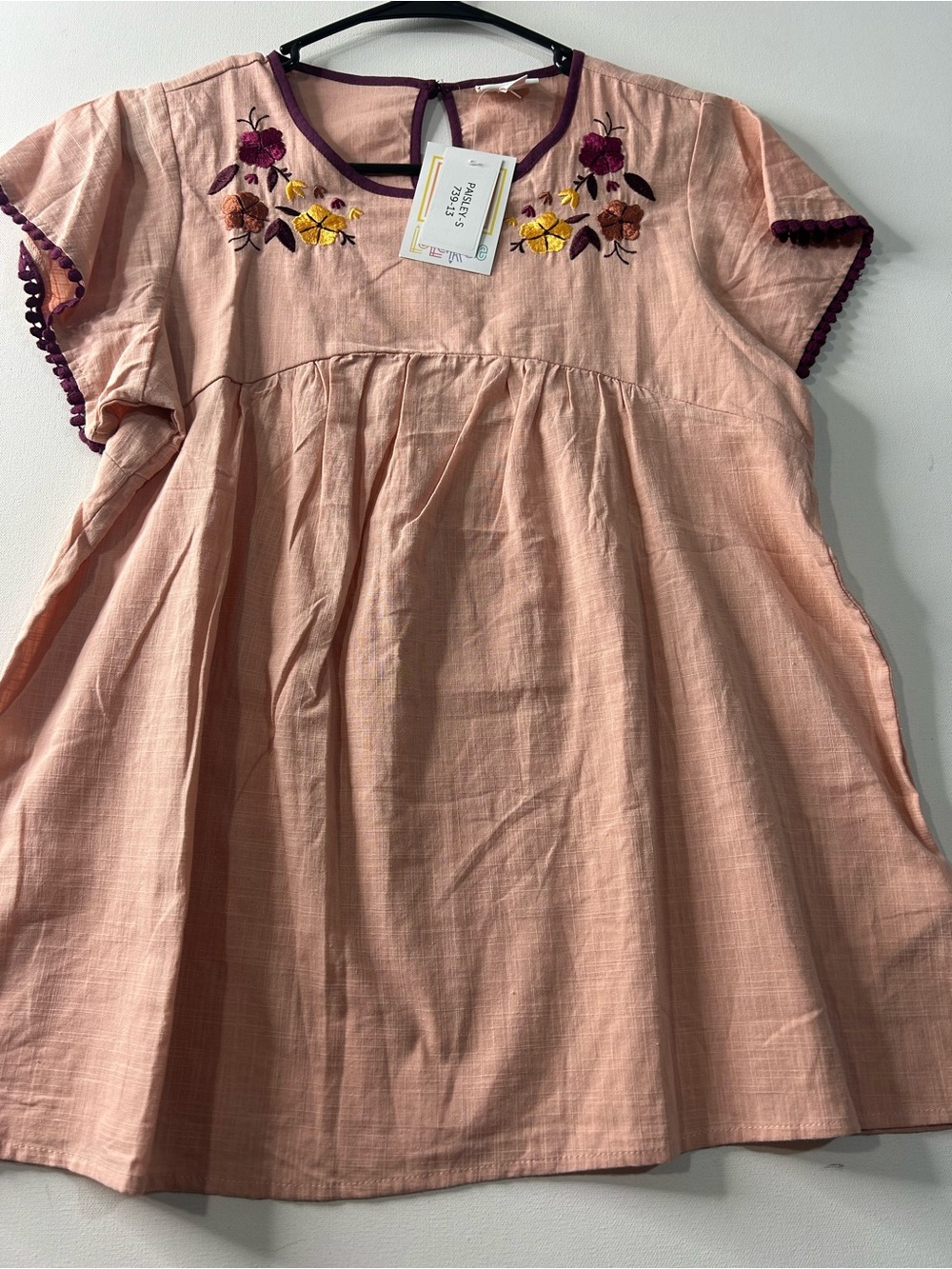 NWT Lularoe Small Paisley Peach Boho Top with Embroidery